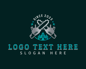 Chainsaw Wood Logging Logo