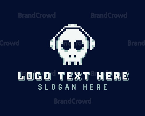 Skull Headphones Pixel Logo