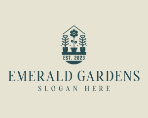 Flower Gardening Plant Shovel logo design