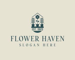 Flower Gardening Plant Shovel logo design