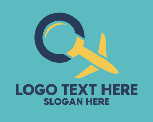 Search - Magnifying Glass Airplane logo design
