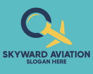 Aeronautical - Magnifying Glass Airplane logo design