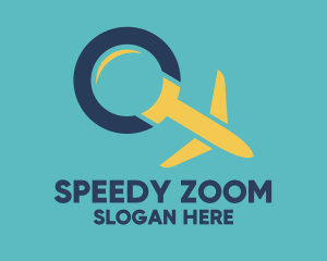 Zoom - Magnifying Glass Airplane logo design