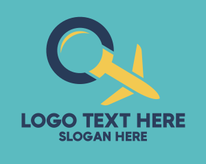 Magnifying Glass Airplane Logo