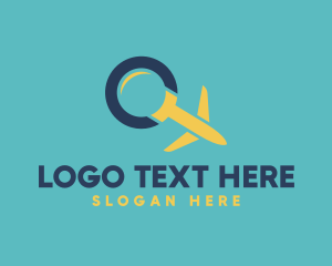 Zoom - Magnifying Glass Airplane logo design