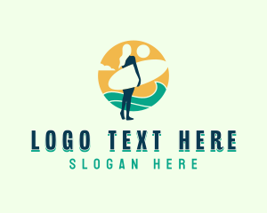 Surfboard - Woman Surfboard Wave logo design