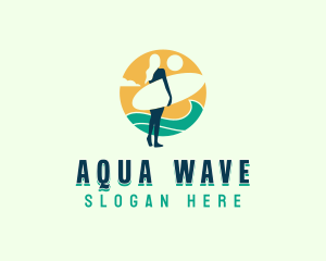 Woman Surfboard Wave logo design