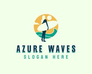 Woman Surfboard Wave logo design