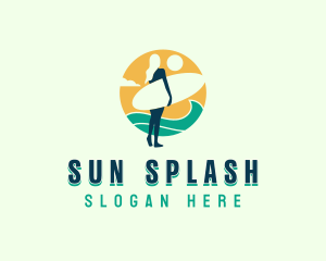 Beachwear - Woman Surfboard Wave logo design