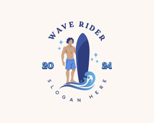 Surfboard - Surfer Water Wave logo design