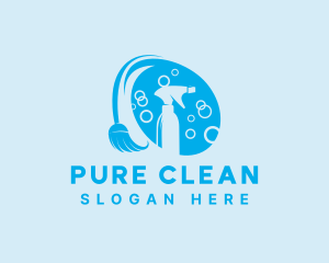 Spray Cleaning Broom logo design