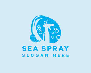 Spray Cleaning Broom logo design