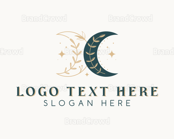 Boho Leaf Moon Logo