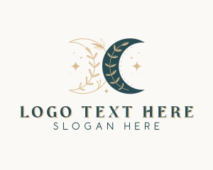 Holistic - Boho Leaf Moon logo design