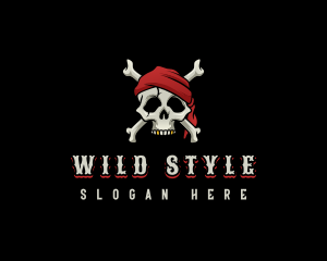 Pirate Bandana Skull logo design