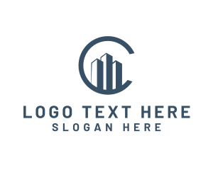 Business Strategist - Building Tower Letter C logo design