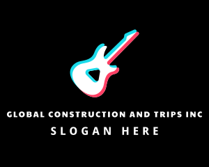 3d - Guitar Music Glitch logo design