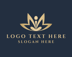 Healing - Golden Meditation Lotus logo design