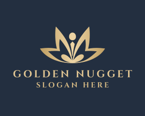 Golden Meditation Lotus logo design