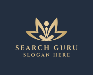 Golden Meditation Lotus logo design