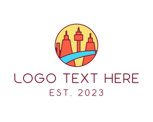 Flyover - Polygon Futuristic City logo design