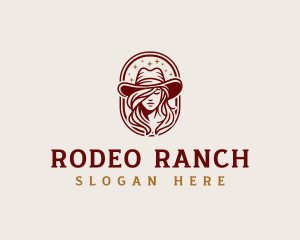 Western Cowgirl Woman logo design