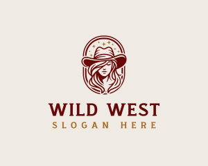 Western Cowgirl Woman logo design