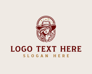 Equestrian - Western Cowgirl Woman logo design