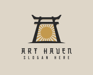 Japanese Arch Shrine logo design