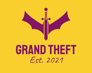 Purple - Purple Bat Sword logo design