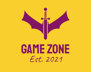 Purple Bat Sword logo design