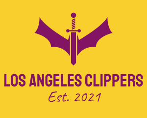 Team - Purple Bat Sword logo design