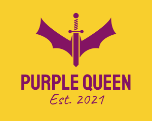 Purple Bat Sword logo design