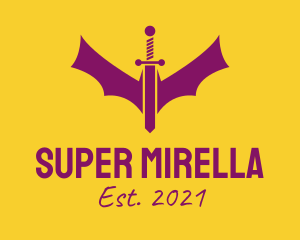 Barbaric - Purple Bat Sword logo design