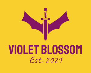 Purple Bat Sword logo design