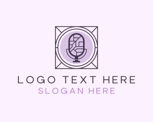Vlogger - Geometric Microphone Recording logo design