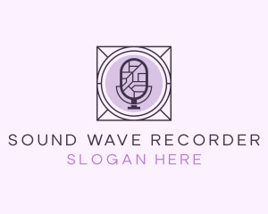 Geometric Microphone Recording logo design