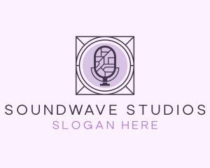 Recording - Geometric Microphone Recording logo design