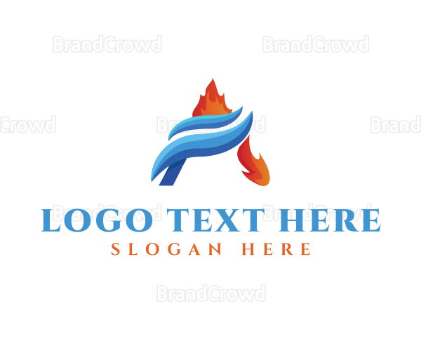 Flame Water Heating Cooling Logo