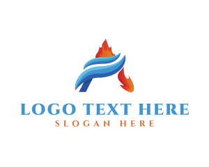 Cold - Flame Water Heating Cooling logo design