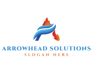 Flame Water Heating Cooling logo design