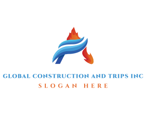 Refrigeration - Flame Water Heating Cooling logo design