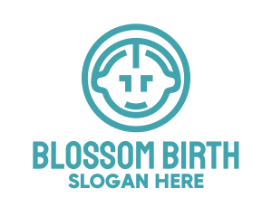 Obstetrician - Blue Child Face logo design