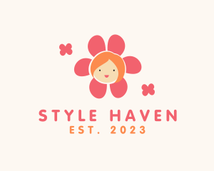 Cherry Blossom - Flower Petal Kid logo design