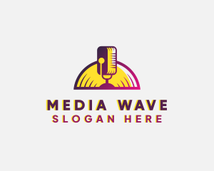 Broadcasting - Podcast Mic Music Record logo design