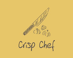 Kitchen Knife Garlic logo design