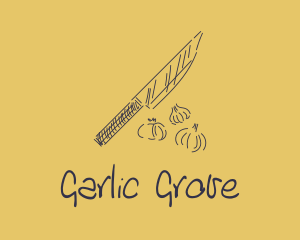 Garlic - Kitchen Knife Garlic logo design