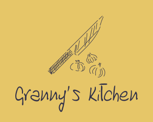 Kitchen Knife Garlic logo design