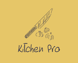 Kitchen Knife Garlic logo design