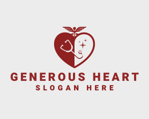 Heart Healthcare Stethoscope logo design